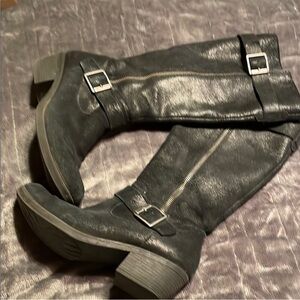 Kork-Ease Black Leather Heeled Boots